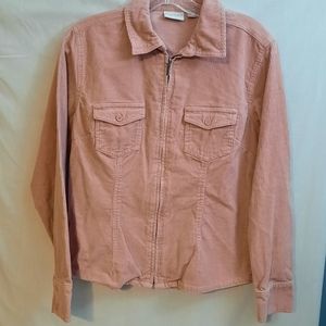 Womens Corduroy Jacket Sonoma Long Sleeve Pink Medium Zip Up